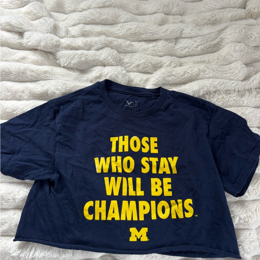 UofM Navy Blue Graphic Crop Top